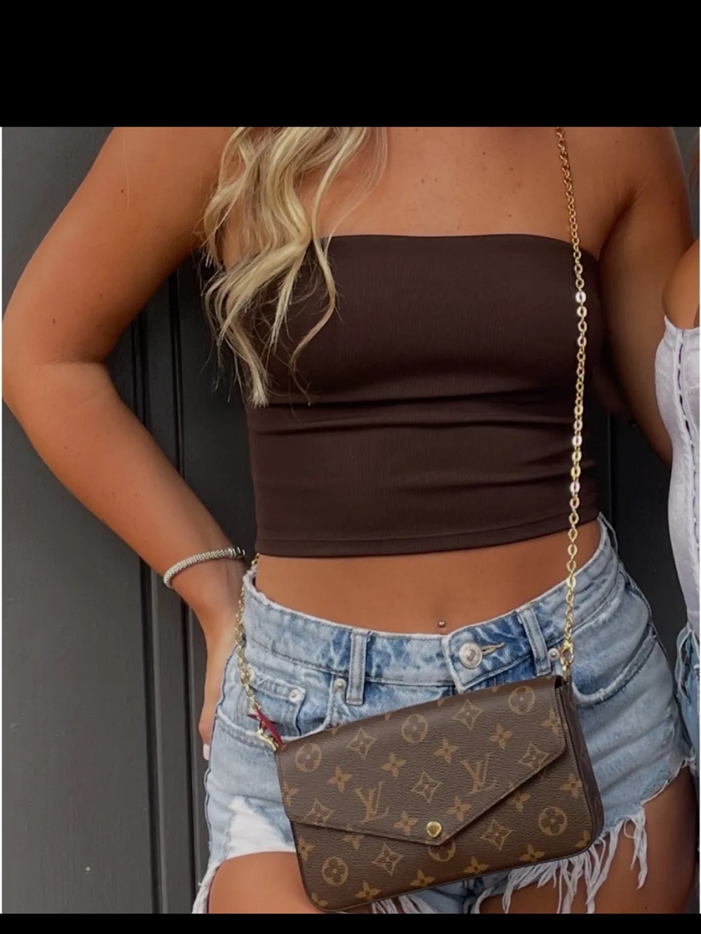 Aritzia brown tube top
